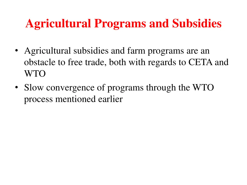 agricultural programs and subsidies