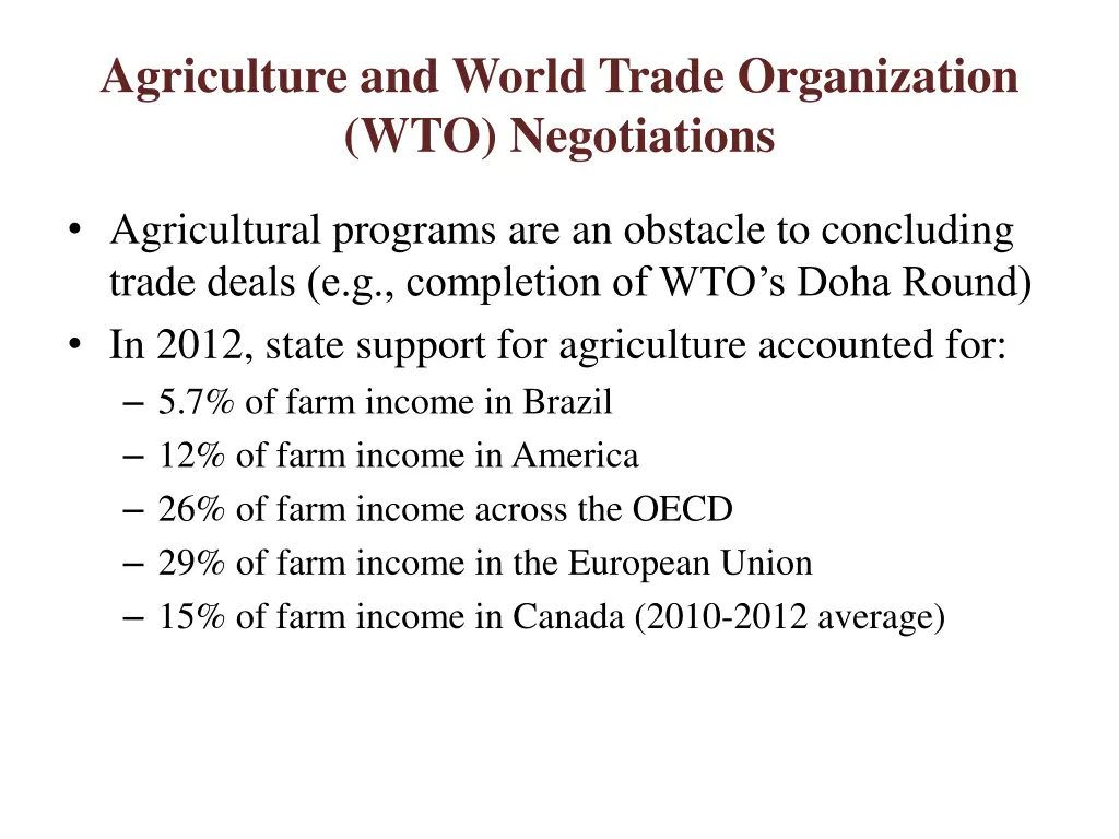 agriculture and world trade organization