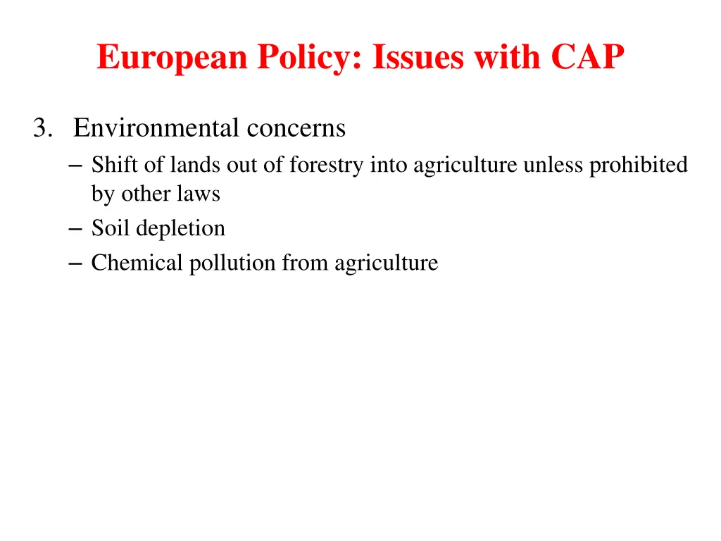 european policy issues with cap 1
