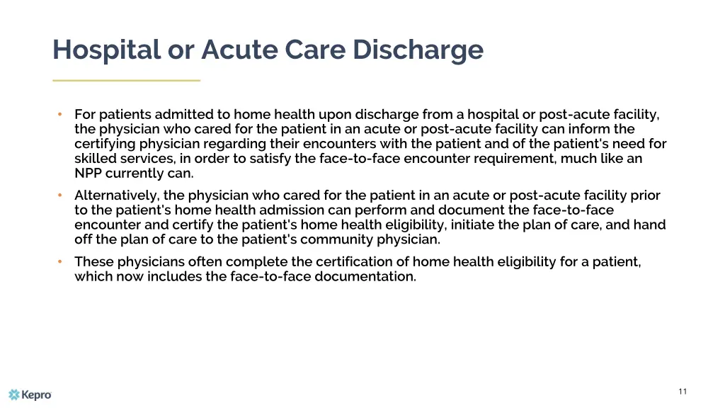 hospital or acute care discharge