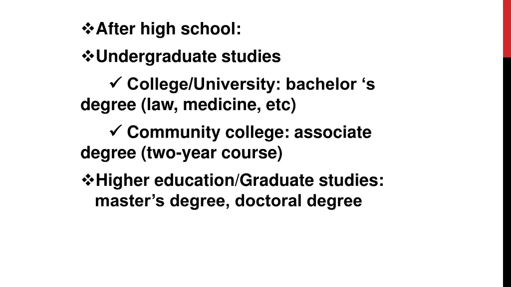 after high school undergraduate studies college