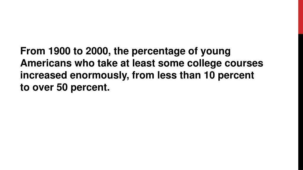 from 1900 to 2000 the percentage of young