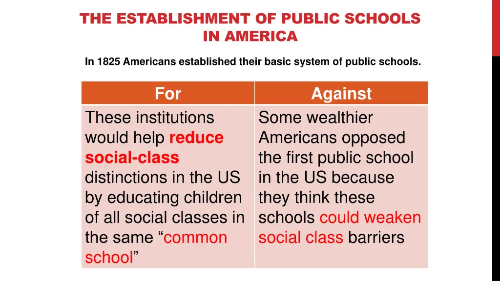 the establishment of public schools in america