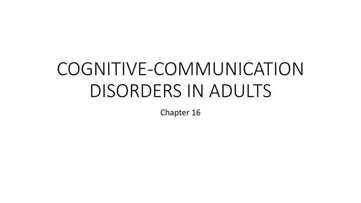 cognitive communication disorders in adults