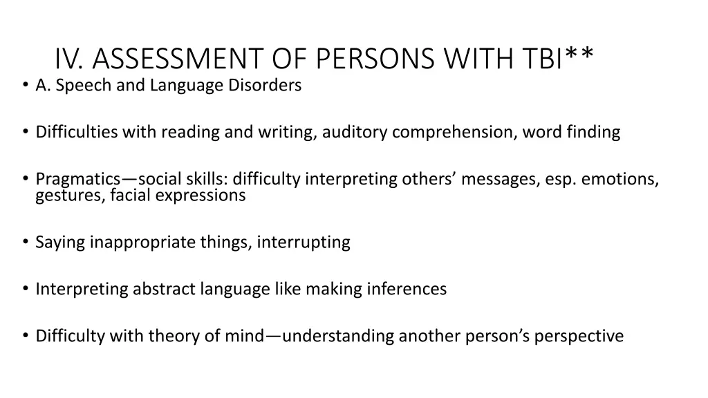 iv assessment of persons with tbi a speech