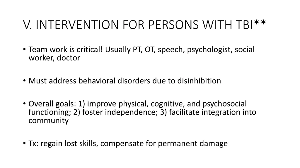 v intervention for persons with tbi