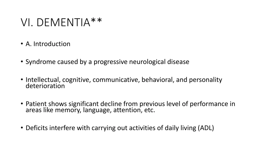 vi dementia