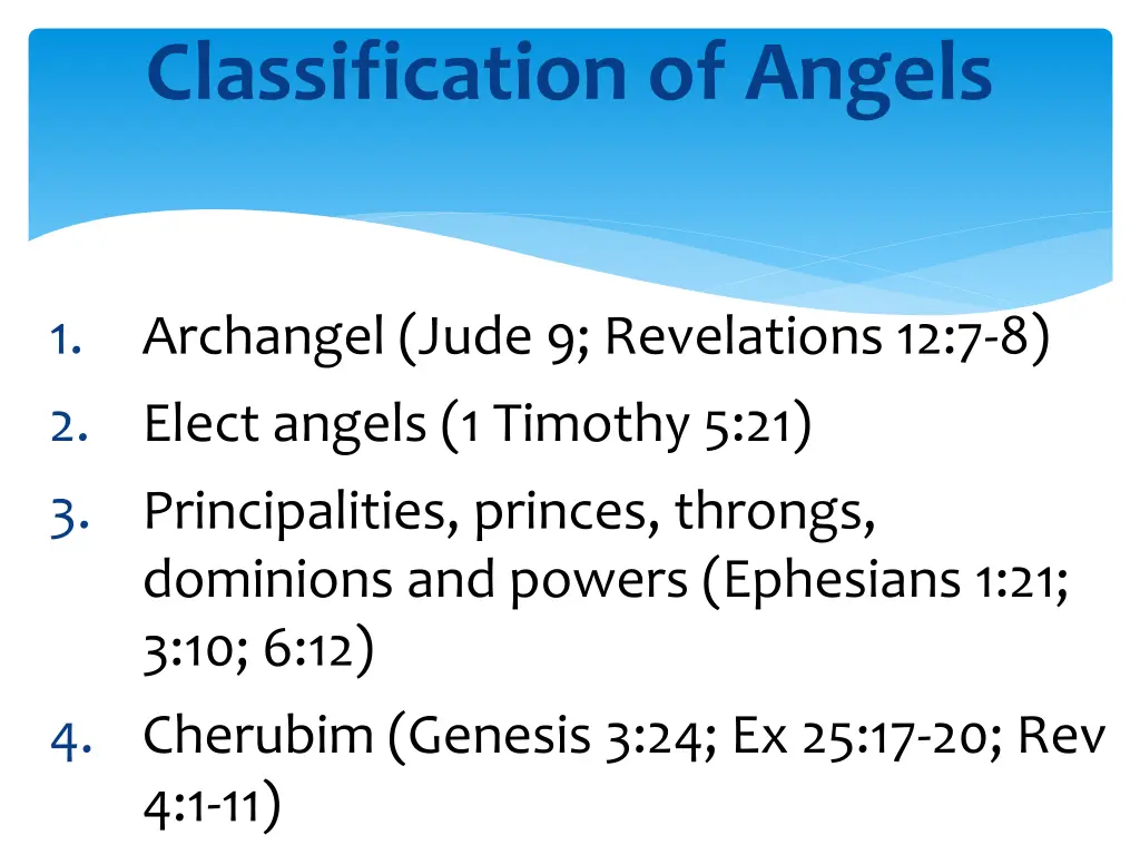 classification of angels