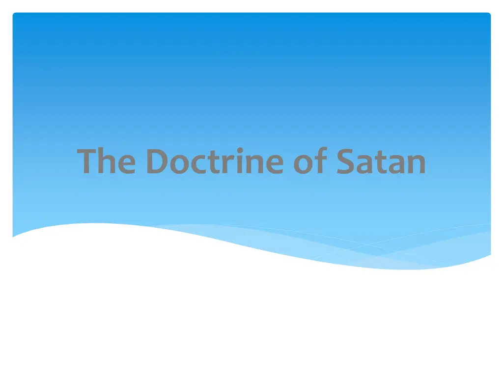 the doctrine of satan