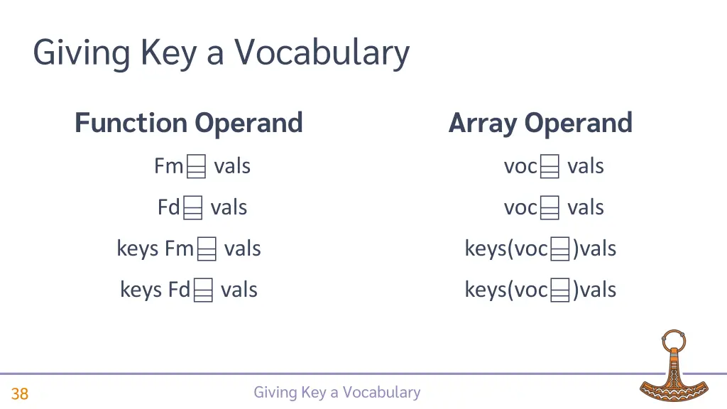 giving key a vocabulary