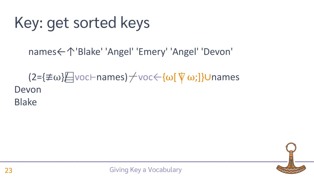 key get sorted keys 1
