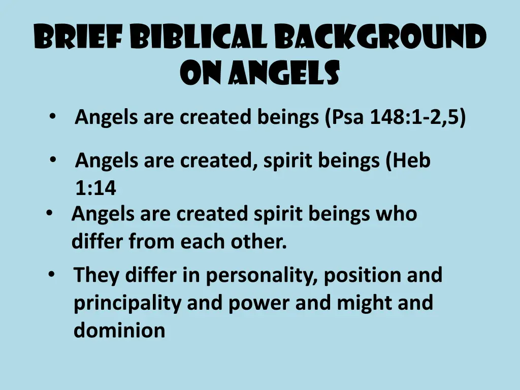 brief biblical background on angels