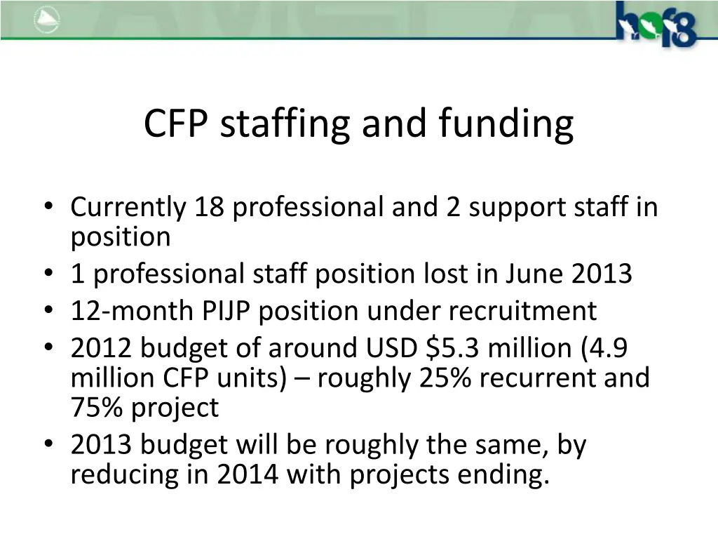 cfp staffing and funding