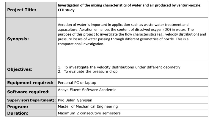 investigation of the mixing characteristics