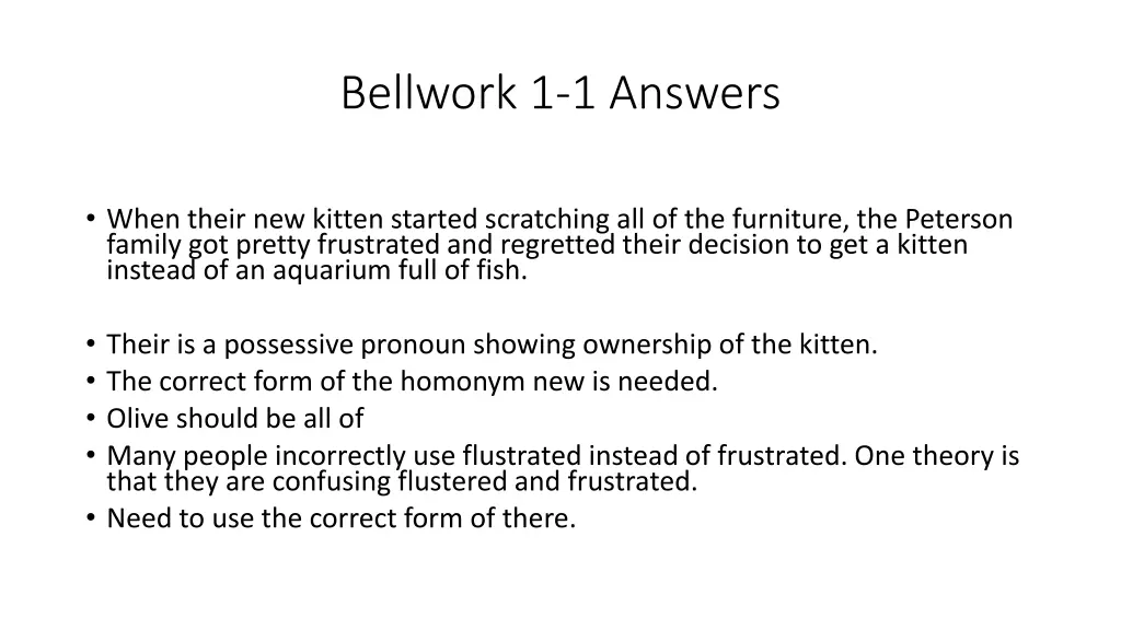 bellwork 1 1 answers