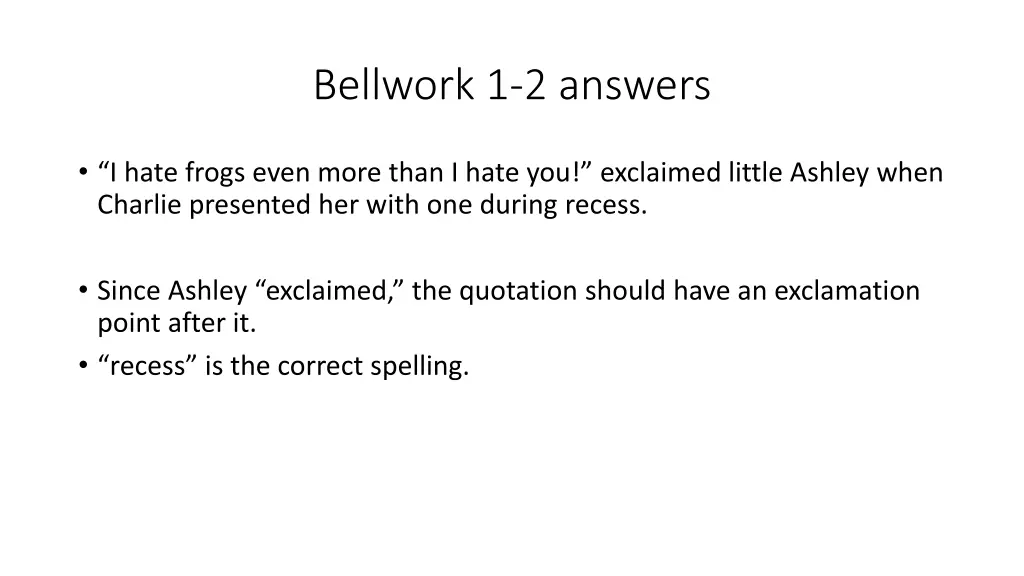 bellwork 1 2 answers