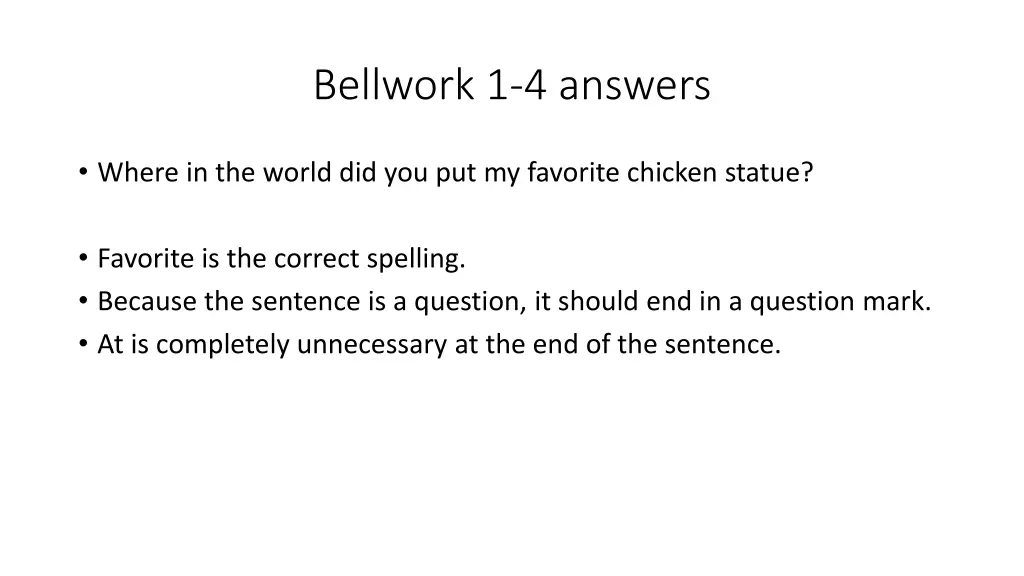 bellwork 1 4 answers