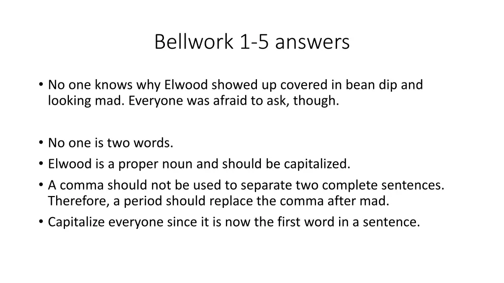 bellwork 1 5 answers