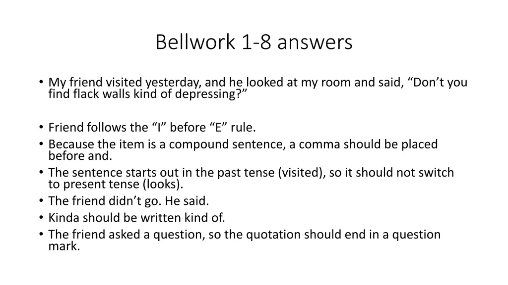 bellwork 1 8 answers