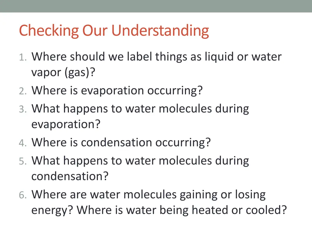 checking our understanding