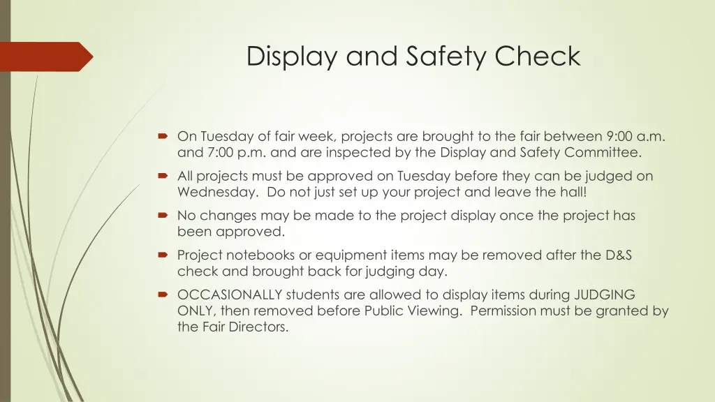 display and safety check