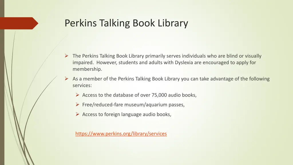 perkins talking book library