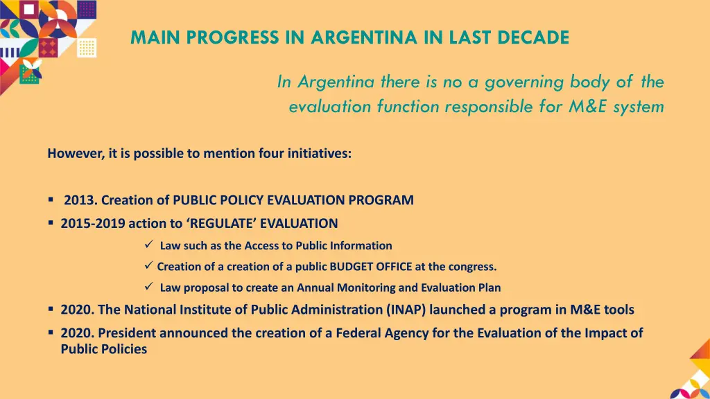 main progress in argentina in last decade