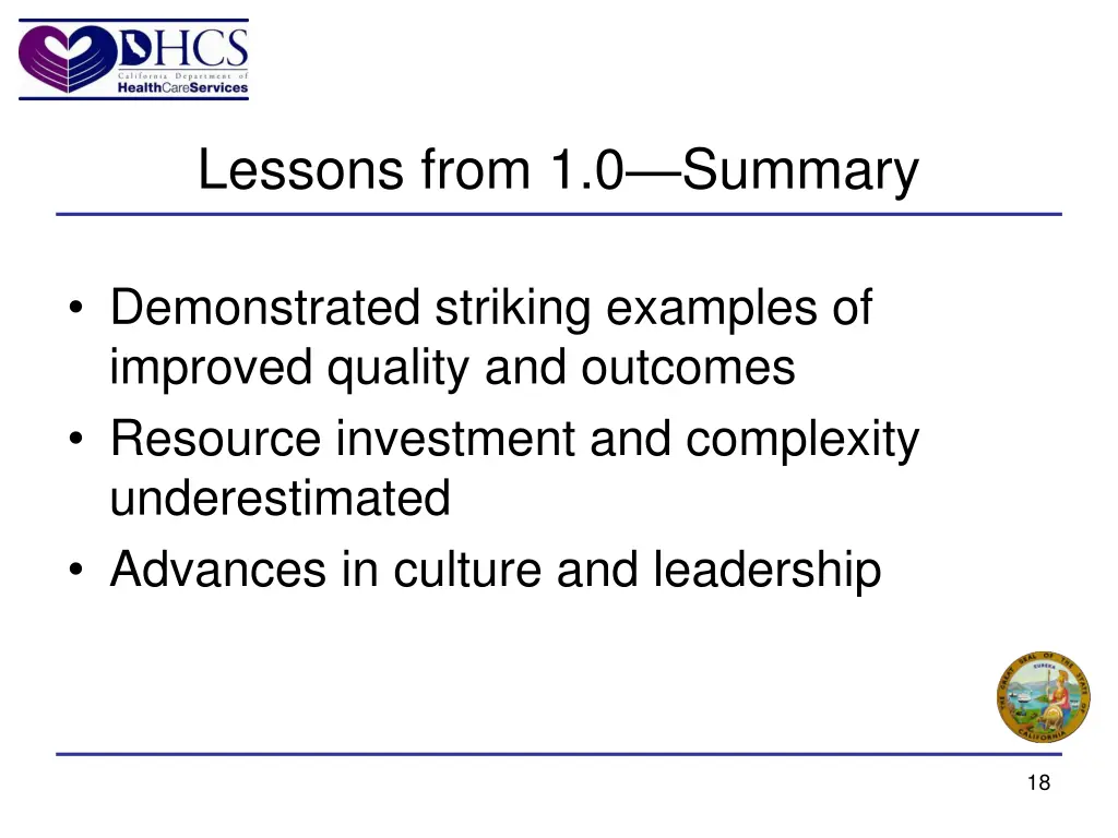 lessons from 1 0 summary