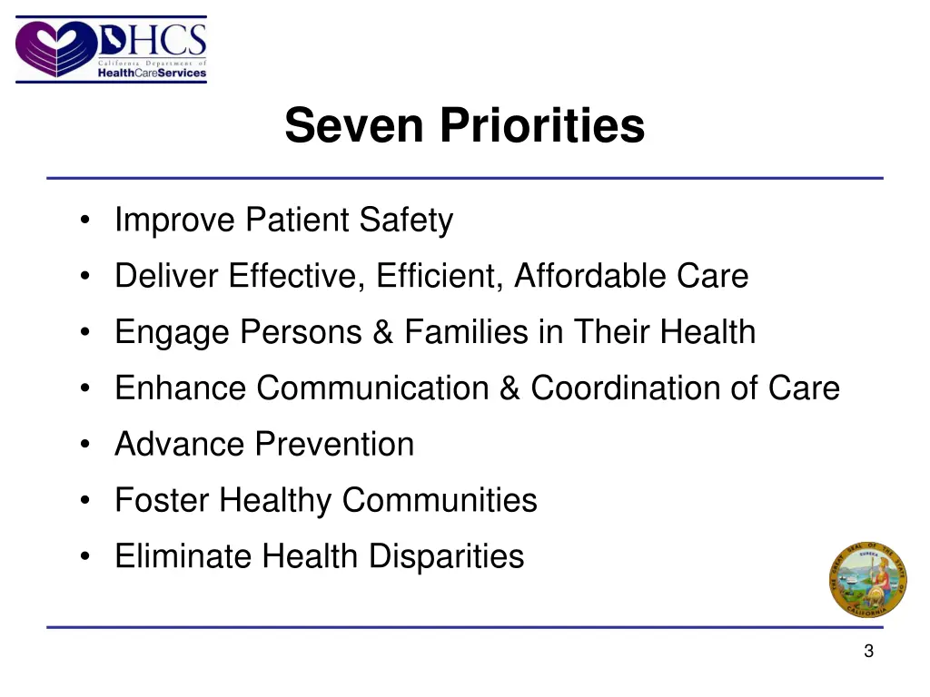 seven priorities