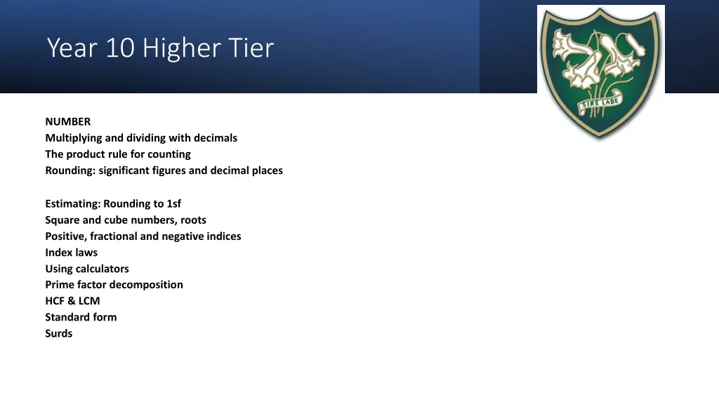year 10 higher tier