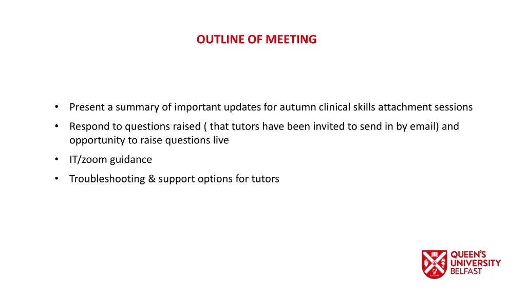 outline of meeting