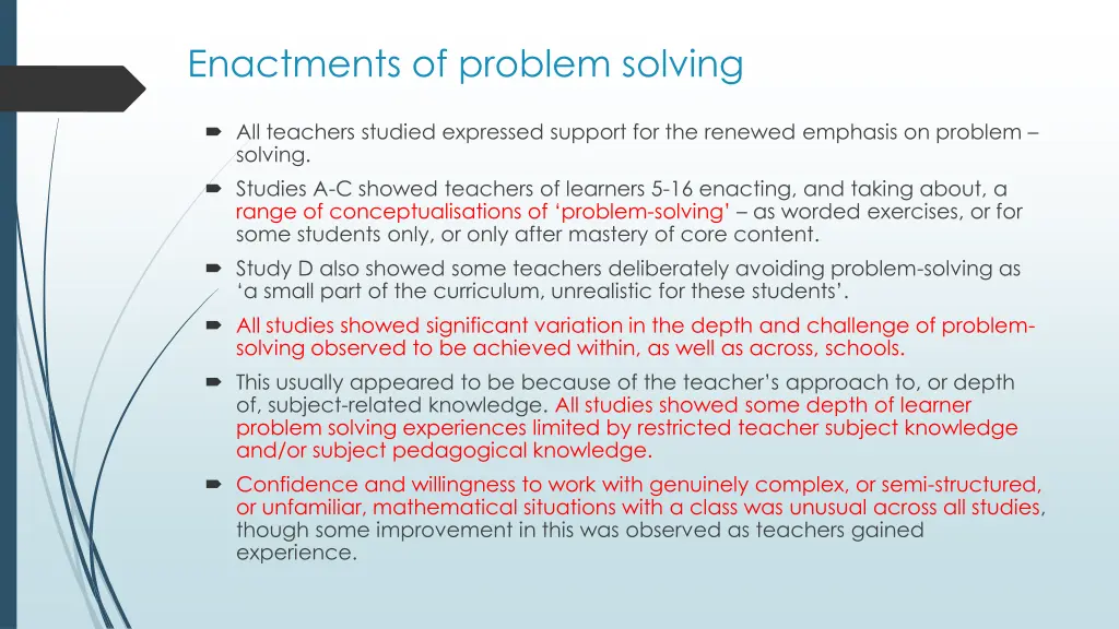 enactments of problem solving