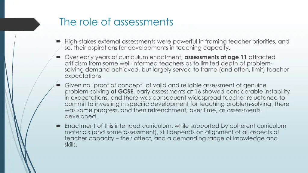 the role of assessments