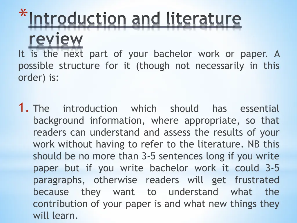 introduction and literature review it is the next