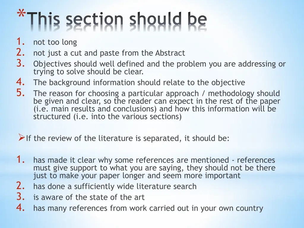this section should be