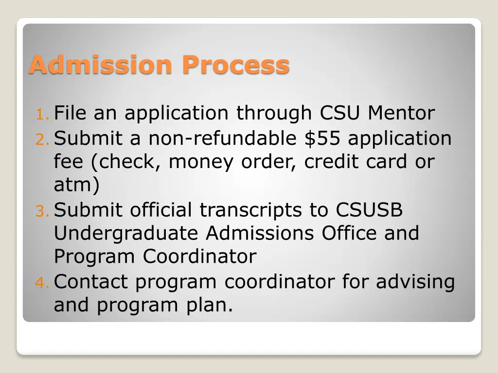 admission process