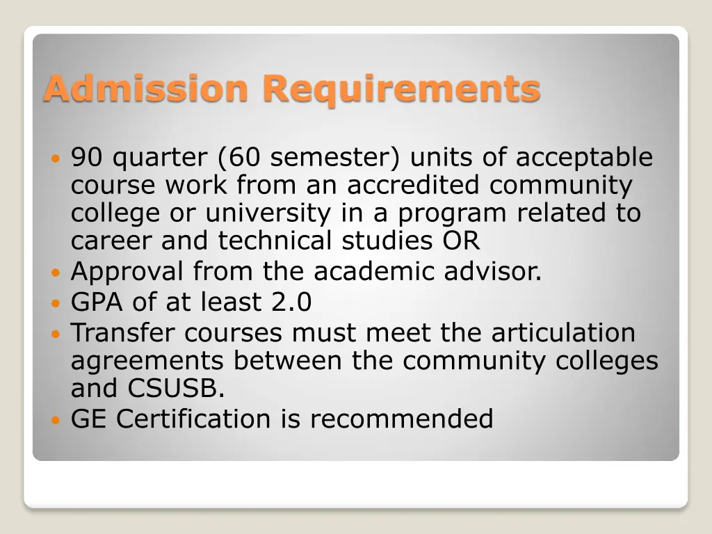 admission requirements
