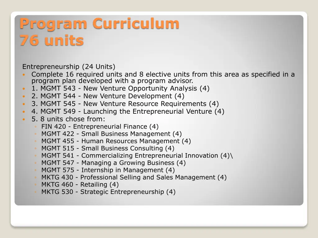 program curriculum 76 units 2