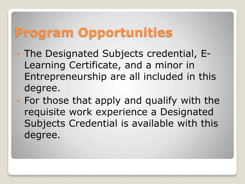 program opportunities