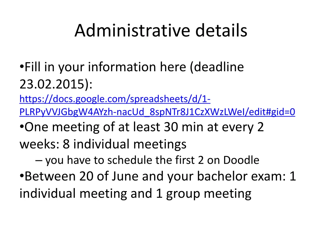 administrative details