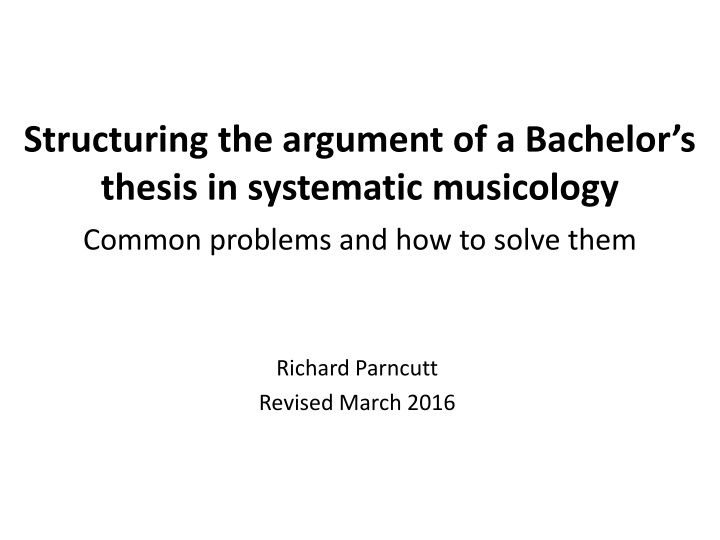 structuring the argument of a bachelor s thesis