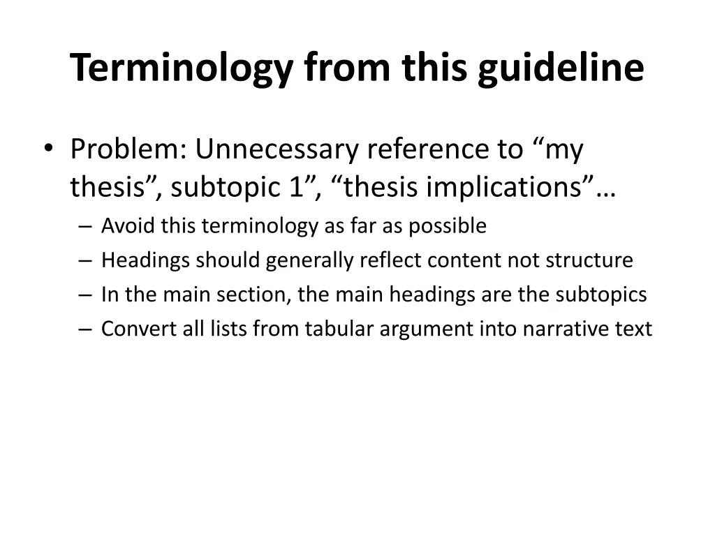 terminology from this guideline