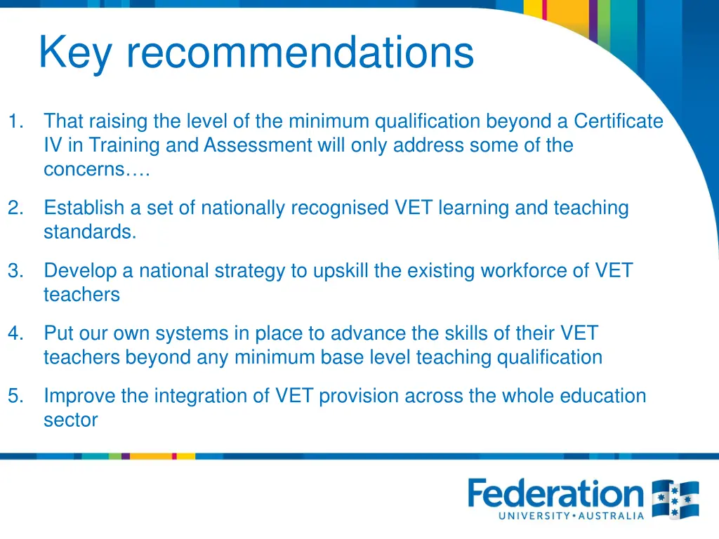 key recommendations