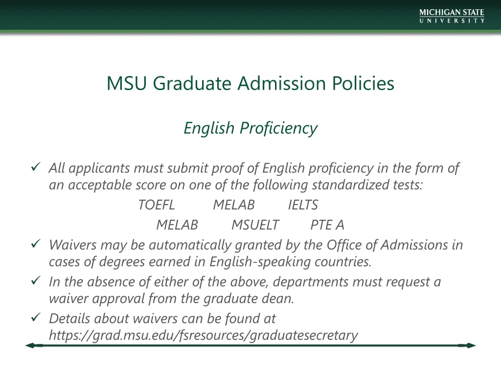 msu graduate admission policies 2