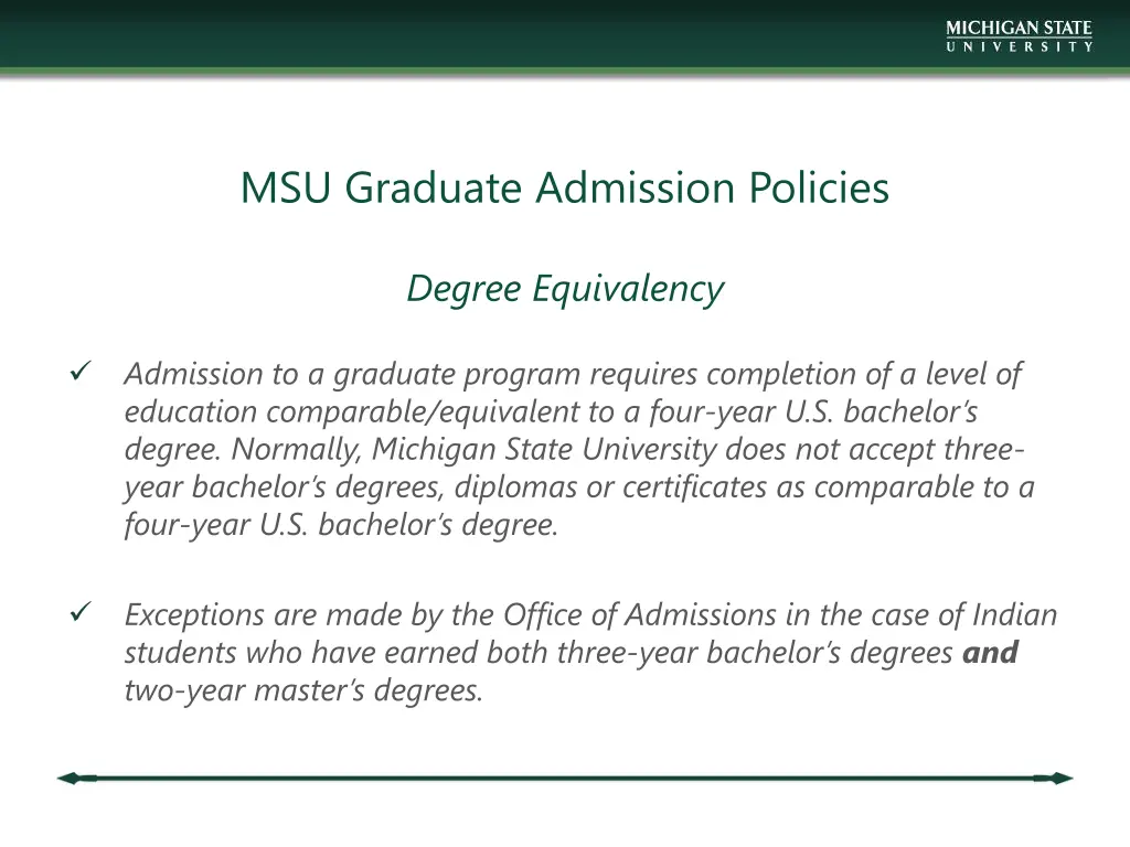 msu graduate admission policies