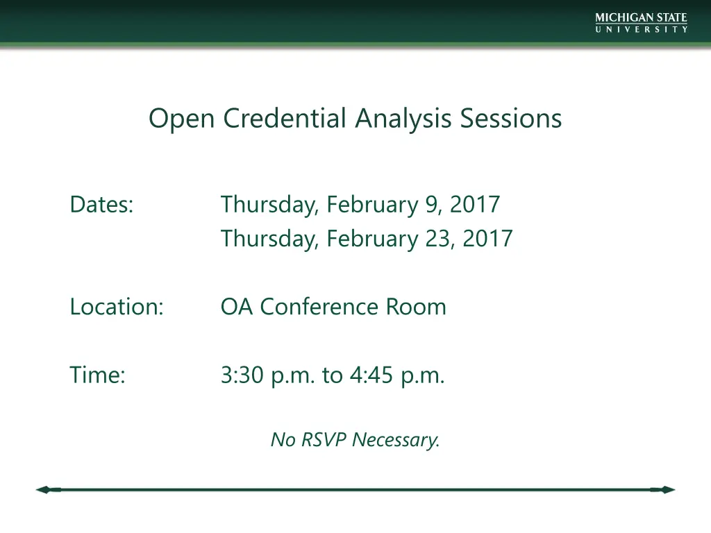 open credential analysis sessions