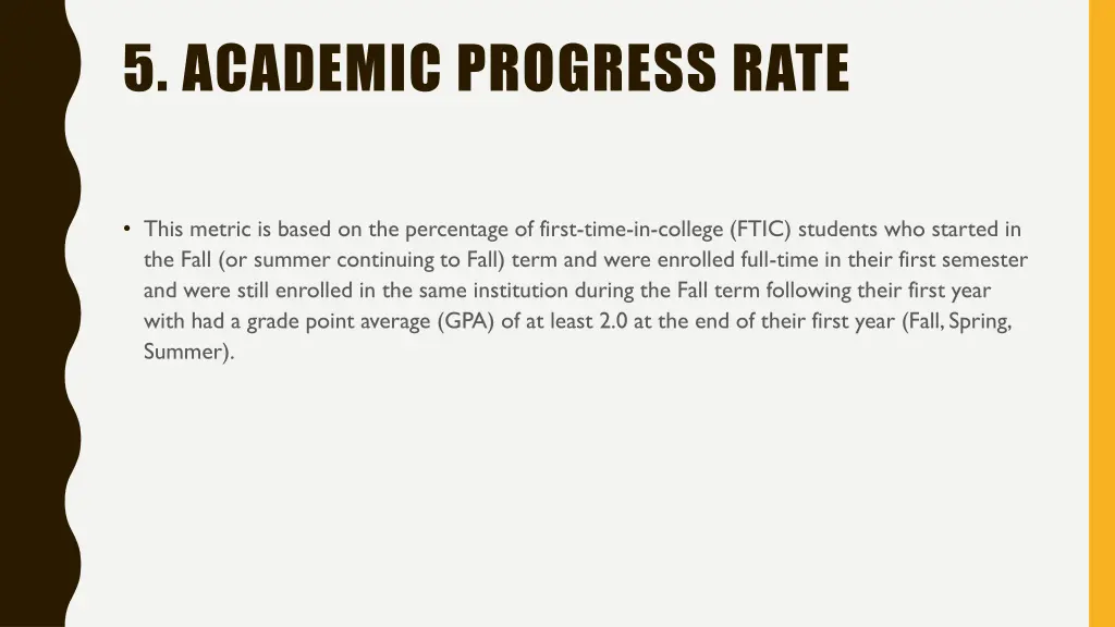 5 academic progress rate