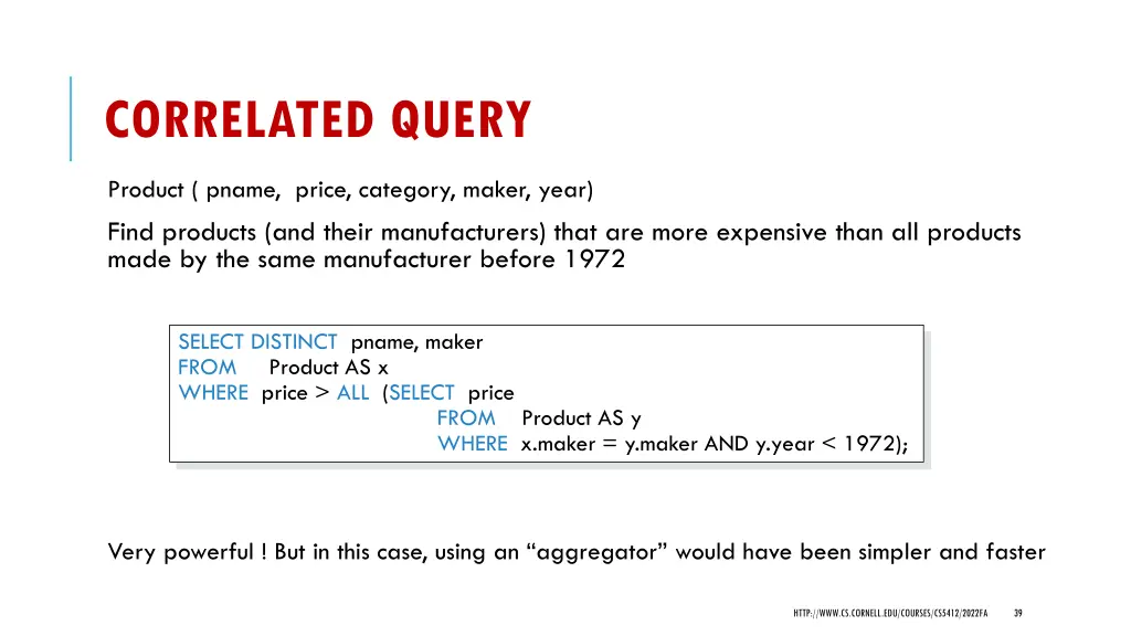 correlated query
