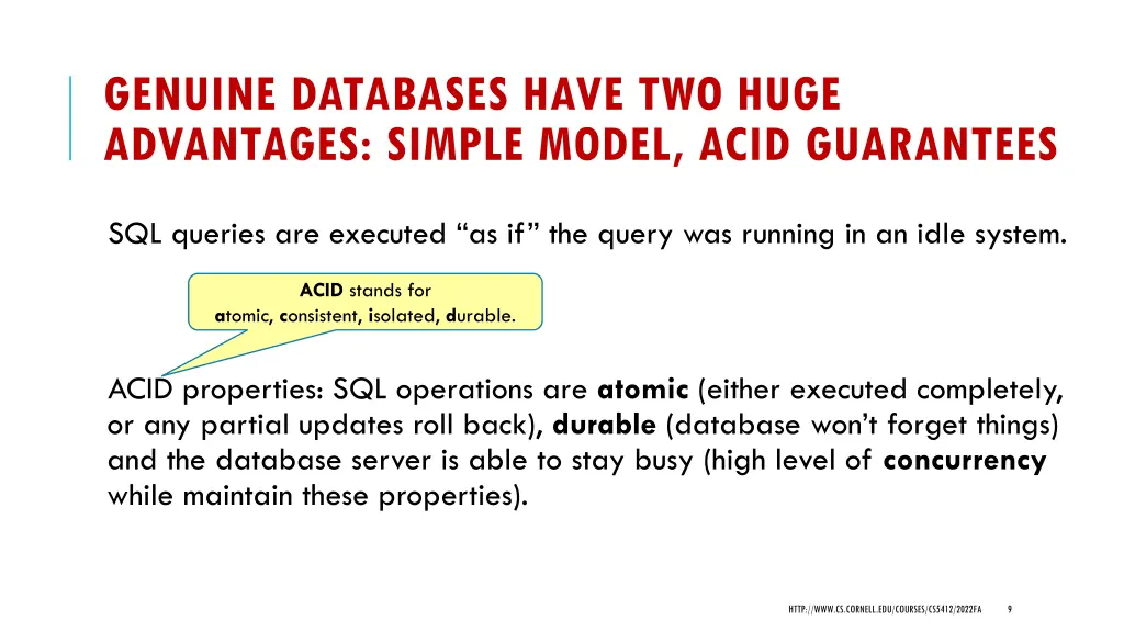 genuine databases have two huge advantages simple 1