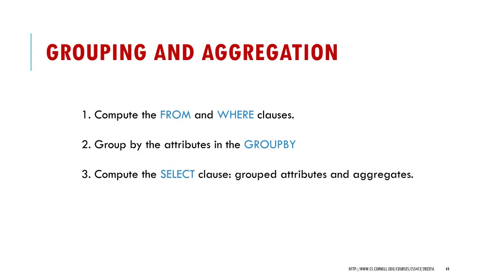 grouping and aggregation